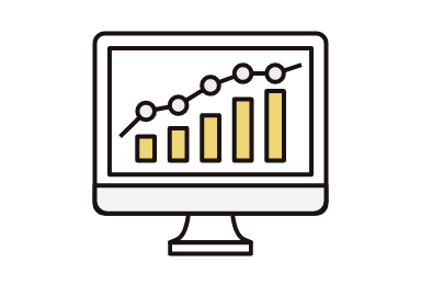 モニターと棒グラフのアイコン