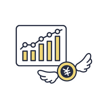 棒グラフとお金のイラスト